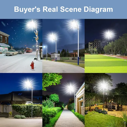 Vista 8 de Luces solares de calle de 6500 W impermeables para exteriores, luz solar comercial para exteriores, carga rápida, 120 luces LED solares de alto