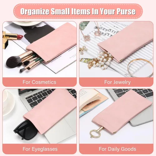 Vista 5 de Sightor Funda para lentes de sol, 2 piezas de fundas suaves para gafas para mujer, portátil, de cuero, con parte superior apretada