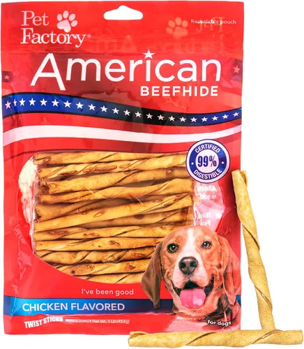 Vista 22 de Pet Factory American Beefhide - Rollos de chips de 5 pulgadas para perros, sabor a carne de res y pollo, 50 unidades/1 paquete