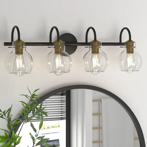 Vista 22 de Accesorios de Iluminación para Tocador de Baño, Apliques de Pared Montados en Baño, Luces de Tocador Sobre Espejo con Pantalla de Vidrio Globo, Base