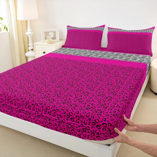 Vista 18 de Manfei Leopard Print Fitted Sheet Twin Size,Blue Brown Black Stripes Bedding Set 2pcs,Wild Animal Cheetah Skin Bed Sheets with 1 Pillowcase,Kids