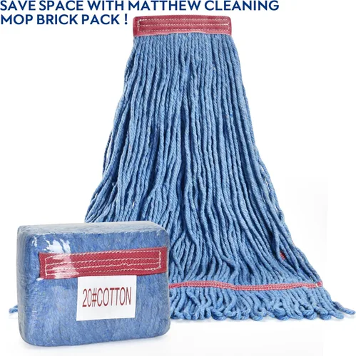 Vista 5 de Matthew Cleaning - Cabezal de trapeador de servicio pesado de 20 oz, repuesto comercial para limpieza general y de pisos, repuesto de cabezal de Azul