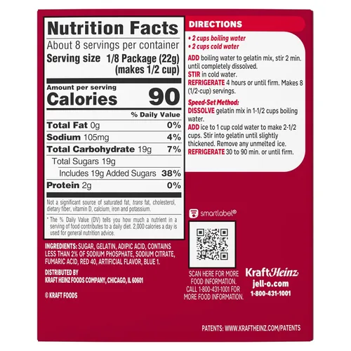 Vista 2 de Jell-O Mezcla de postre de gelatina de cereza, tamaño familiar, caja de 6 onzas