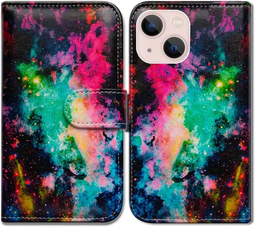 Vista 19 de Bcov Funda para iPhone 14, diseño de pájaro negro y verde con tapa para teléfono, con ranura para tarjetas, soporte para iPhone 14