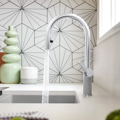 Vista 3 de BLANCO 526399 Urbena - Grifo de cocina, 1,5 GPM, cromogris hormigón