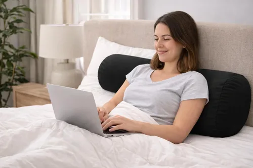 Vista 6 de Almohada corporal de microcuentas, lujosamente suave y abrazable con funda extraíble de 30 x 8 pulgadas