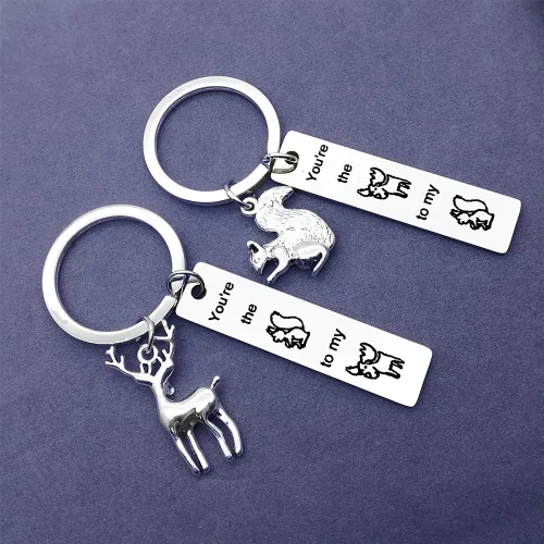 Vista 5 de Couple Keychain Set Gift Boyfriend Girlfriend Keychain Couple Gift Keychain for Husband Wife Moose Set Gift for Women