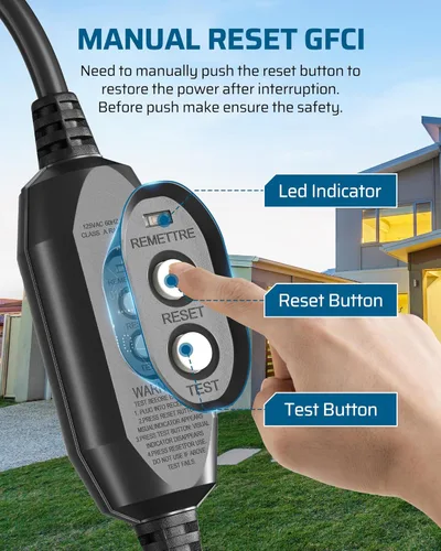 Vista 4 de DEWENWILS Cable de extensión GFCI para exteriores de 3 pies, cable de extensión de calibre 12/3 para múltiples electrodomésticos, cable de Negro