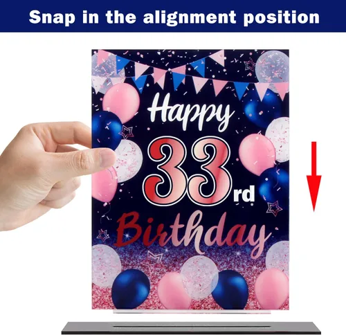 Vista 222 de LINGTEER Decoración de cumpleaños, soporte para globos, centros de mesa de acrílico, póster impreso de feliz 50 cumpleaños, centros de mesa de Negro