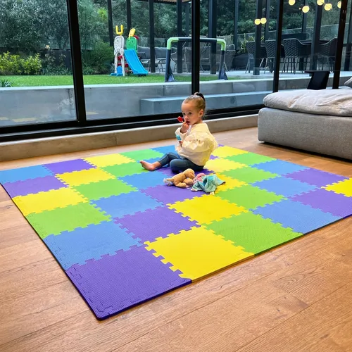 Vista 17 de MioTetto Tapete de juego para bebé, azulejos de espuma suave para el suelo para niños. Azulejos de espuma entrelazados ajustables, se adapta a