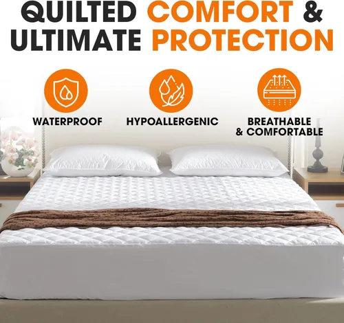 Vista 2 de Cheer Collection Protector de colchón impermeable, cómodo protector de cama para incontinencia para adultos, niños y mascotas, tamaño individual