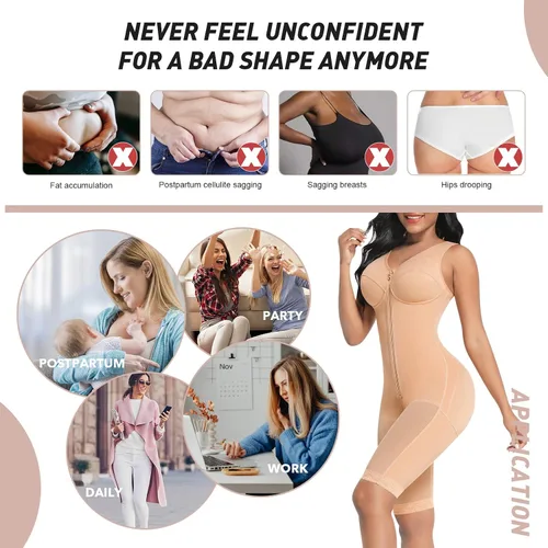 Vista 5 de Fajas Colombianas Control de abdomen Post Cirugía Body Shaper Compresión Levantador de glúteos Fajas