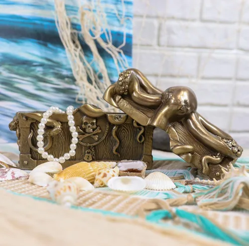 Vista 7 de Atlantic Collectibles gigante Kraken Pulpo Guarding pirata tesoro Caja decorativa de joyas figura