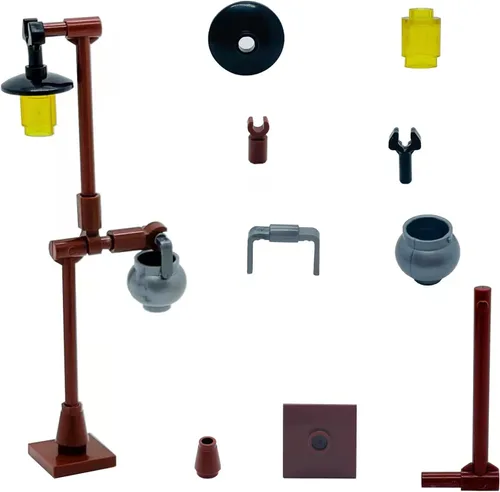 Vista 6 de Kit de bloques de construcción para camping, tienda de campaña hoguera, luces de campamento, naturaleza, glamping, actividades al aire libre