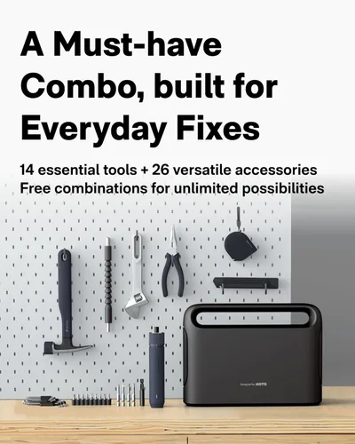 Vista 6 de HOTO 40-Piece Tool Kit, Household Essentials Tool Set w/Smart Electric Screwdriver (LED, 3 Torque) + 14 Tools & 26 Accessories Pro-Grade Compact