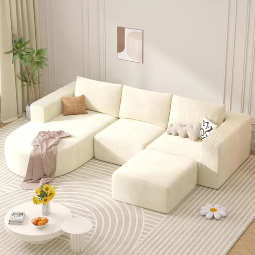 Vista 39 de Sofá cama modular, sofás de nube convertibles para sala de estar, 2 tumbonas de pana sin hueso, sofá cama de gran tamaño para dormitorio,