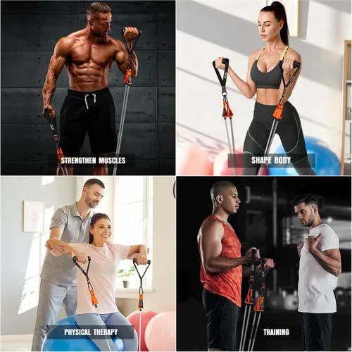 Vista 8 de Resistance Bands with Handles, 175lb Exercise Bands for Working Out, Fitness Bands, Workout Bands with Door Anchor and Ankle Straps, Physical