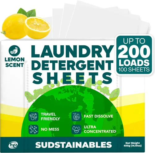 Vista 8 de Sudstainables Hojas de detergente para ropa de 200 cargas: hoja de lavandería soluble para lavadoras, alternativa compacta al detergente líquido