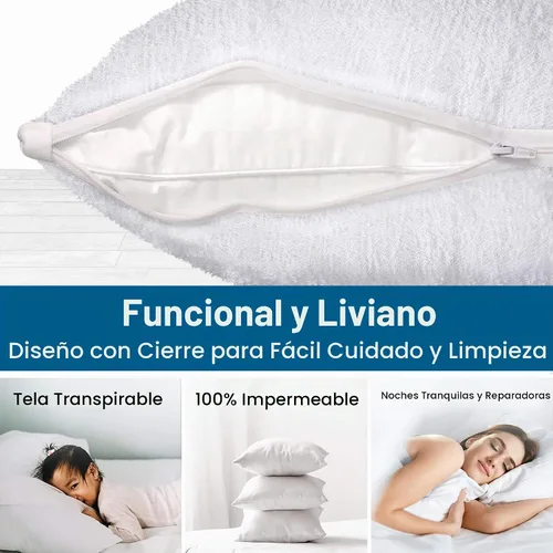 Vista 5 de Guardmax Protector de almohada de algodón de rizo con cremallera, tamaño estándar, paquete de 2 unidades, 100% impermeable, a prueba de chinches, a