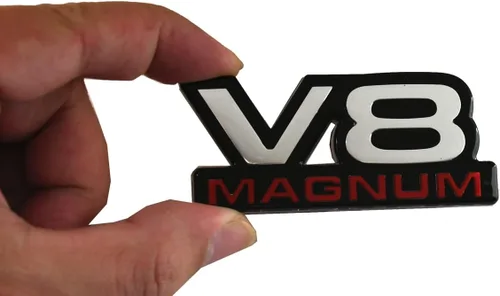 Vista 6 de 1 emblema V8 Magnum para puerta de guardabarros, placa de identificación 3D, logotipo 1500 Van apto para 94-01 Magnum (negro rojo)