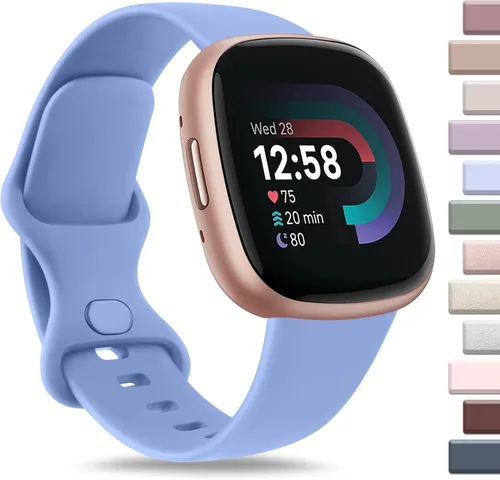Vista 10 de AK Correa deportiva compatible con Fitbit Sense 2, Versa 4, Versa 3, correas clásicas de silicona suave para reloj inteligente, para mujeres