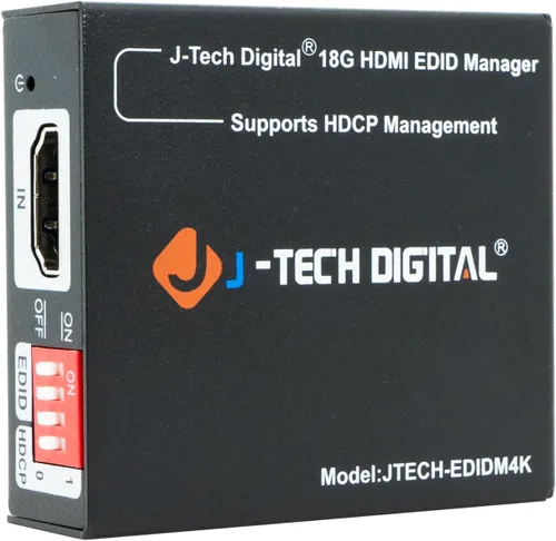 J-Tech Digital Emulador HDMI EDID HDCP Manager 4K60Hz Auto Downscaling, 8 modos EDID y ajustes EDID personalizados, alimentación por USB C o HDMI,