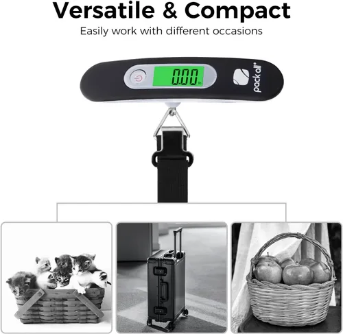 Vista 5 de pack all Báscula de equipaje báscula digital de mano para equipaje báscula de equipaje de viaje para equipaje con pantalla LCD retroiluminada 88