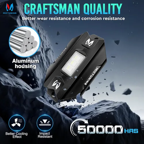 Vista 3 de MICTUNING C1 4 Pods RGBW LED Rock Lights – Kit de luces de neón subterráneas multicolor con controlador Bluetooth, modo de música