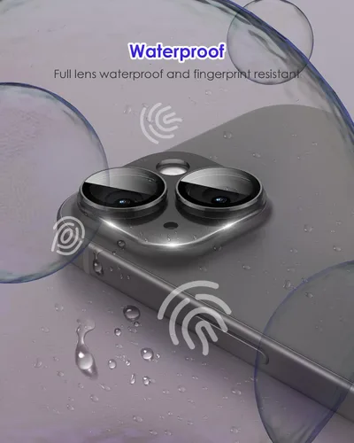 Vista 6 de Compatible con iPhone 15 Plus/iPhone 15 Protector de lente de cámara Metal Plus Anillo de aleación de aluminio 9H Pantalla de vidrio templado Negro