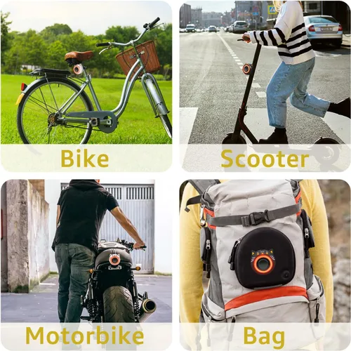 Vista 7 de NineLeaf Bicycle Tail Light Rechargeable,Bike Tail Light with Alarm and Remote,Bike Alarms for Ebikes,IP65,113dB Alarms, Level 7 Sensitivity, Auto