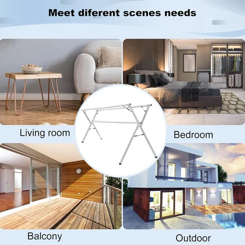 Vista 6 de Sarahipe Sillars Perchero de Ropa para Secar, Perchero de Secado de 160 cm para Ropa Plegable y Colapsable de Acero Inoxidable Resistente Perchero