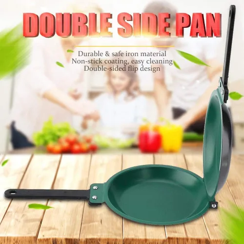 Vista 3 de YUYTE Sartén, sartén de doble cara antiadherente plegable sartén plegable para hacer panqueques de huevo frito, sartén antiadherente para gas