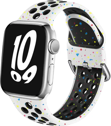 Vista 18 de Correa deportiva compatible con Apple Watch de 40 mm, 38 mm, 41 mm, 42 mm, 44 mm, 45 mm, 46 mm, 49 mm, unisex, correa de repuesto de silicona suave