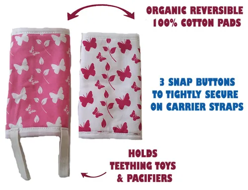 Vista 4 de Babas y dentición almohadilla Reversible algodón orgánico 3 piezas para Ergobaby 360, cuatro posiciones portador de bebé.
