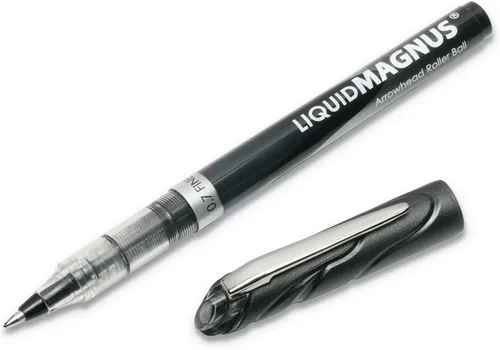 AbilityOne - 7520014612664 - Bolígrafo roller Liquid Magnus® - Punta de flecha fina - 0.028 in - Tinta negra - 12 unidades