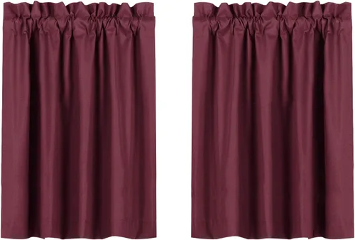 Vista 11 de Valea Home Cortinas opacas de cocina, impermeables, suaves, con bolsillo para barra, para baño, dormitorio, 24 pulgadas de largo, 2 paneles
