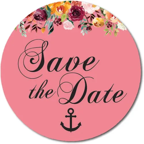 Vista 16 de Darling Souvenir 45 piezas amarillo redondo floral & Anchor Save the Date pegatinas DIY sobre Sellos - 1.6 pulgadas