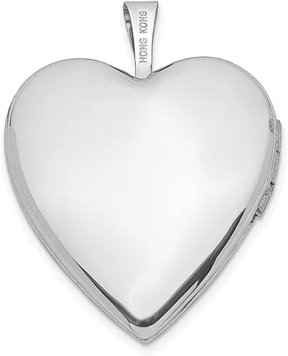 Vista 3 de Collar con medallón personalizado de corazón de oro blanco de 14 quilates y 0.787 in, joyería fina para mujer, regalos para ella