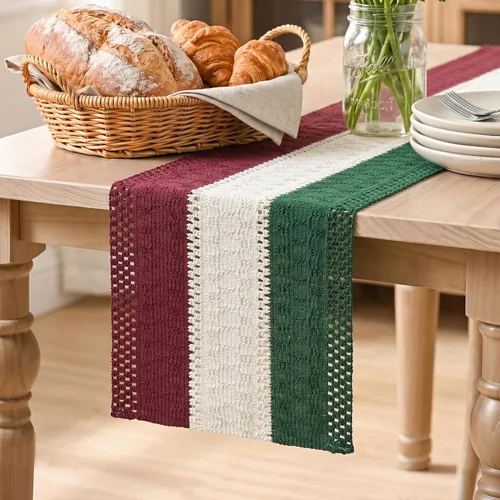 Vista 47 de Artoid Mode Camino de Mesa Rústico de Granja Verde Militar, Decoración Estacional Navideña de Mesa de Cocina y Comedor Hueca para Decoración