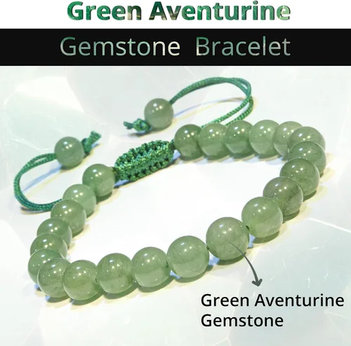 Vista 155 de Adjustable Crystal Bracelet – Gemstone Bead Bracelet with Adjustable Macrame String – Chic Gemstone Bracelet for Men and Women – 8mm Round Healing