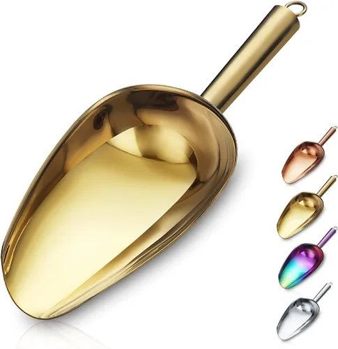 Vista 10 de Berglander Cuchara de hielo de acero inoxidable de 6 onzas, cuchara de hielo de metal para máquina de hielo, multiusos para dulces, cocina, bar