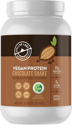 Stellar Labs Proteína vegana en polvo con BCAA y antioxidantes | Certificado bajo en FODMAP, sin OMG, sin gluten, sin soja, bajo en carbohidratos,