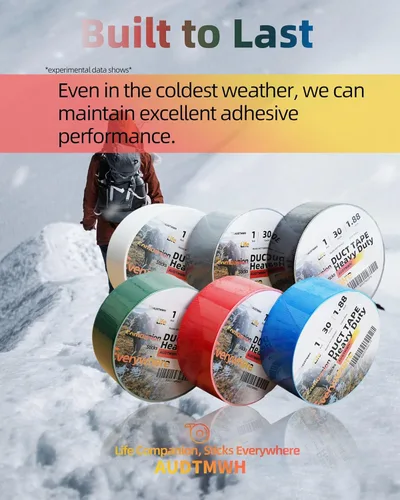 Vista 3 de AUDTMWH Cinta adhesiva resistente, 1.88 pulgadas x 90 pies, impermeable, resistente a la temperatura, durabilidad extrema, súper fijo, sin residuos