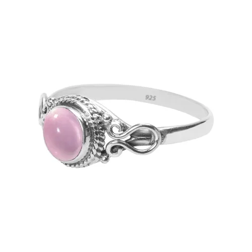 Vista 3 de Rose Quartz Stone Ring, Handmade 925 Sterling Silver Rings for Women Girls, Natural Gemstone Ring US size 8 Solitaire Ring, Pink Round Stone Ring