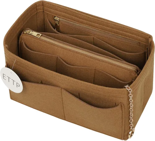 Organizador de monedero organizador de fieltro con 2 cremalleras de metal organizador de bolso para rápido neverfull bolso de mano 7 colores 5