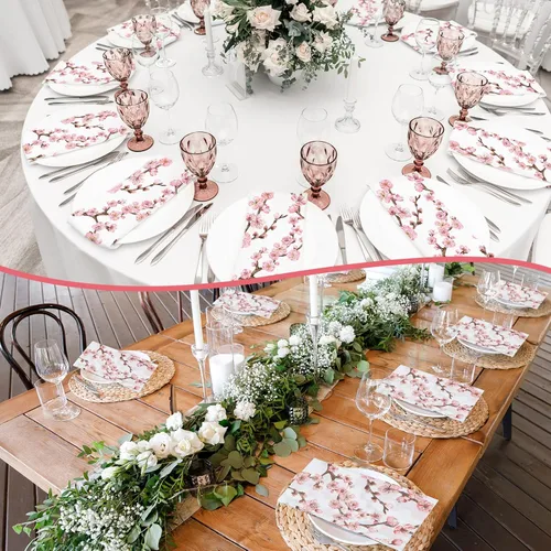 Vista 3 de Estune 200 servilletas de 2 capas desechables de papel con flores de papel para cena, servilletas de mano para baño, tocador, boda, vacaciones