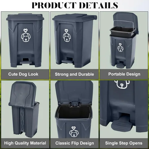 Vista 5 de Outdoors - Cubo de basura para excrementos de perro con tapa y 290 bolsas de desechos, bonito bote de basura para excrementos de perro, patio