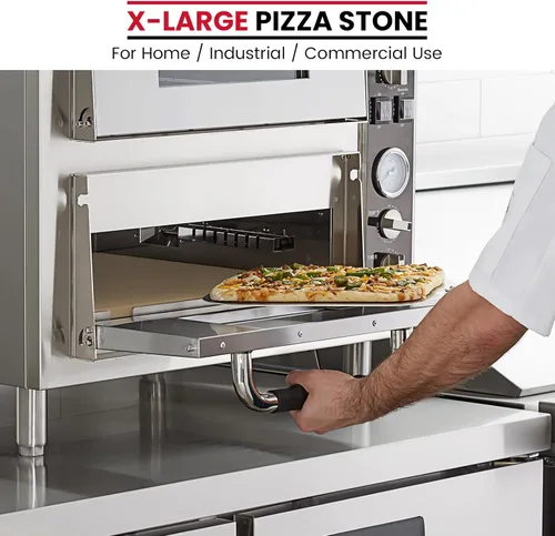 Vista 3 de Unicook - Tabla de piedra para pizza extra grande de 22 pulgadas para horno y parrilla, piedra para hornear rectangular de 22" x 14" x 0.6