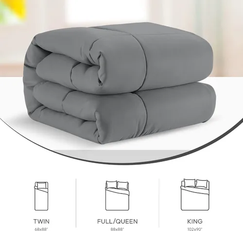 Vista 6 de Sonive Edredón acolchado para todas las estaciones, relleno de edredón alternativo de microfibra suave, esponjosa, transpirable, 7.05 oz/m² con 8