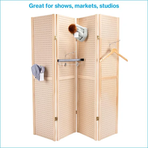 Vista 3 de SSWBasics Soporte de tablero perforado plegable de 5 pies y 4 paneles para manualidades - Exhibición versátil de tablero perforado y divisor